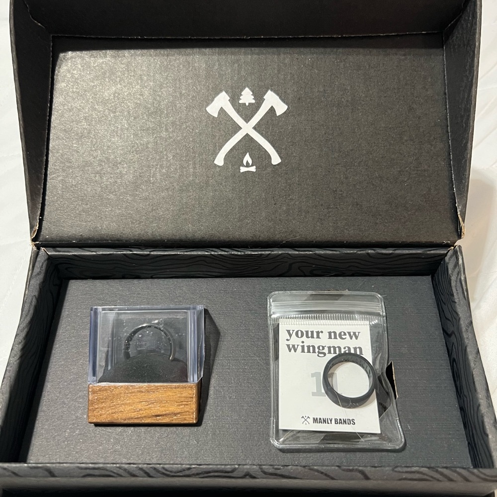 Brushed Tungsten Wedding Band. New in box. "The Rockstar" Original price $325